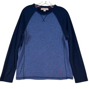 Tommy Bahama Mens Raglan Long Sleeve Shirt Blue Heathered Crew Neck Size Medium
